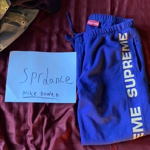 NWT Supreme Metallic Rib sweatpants in Royal